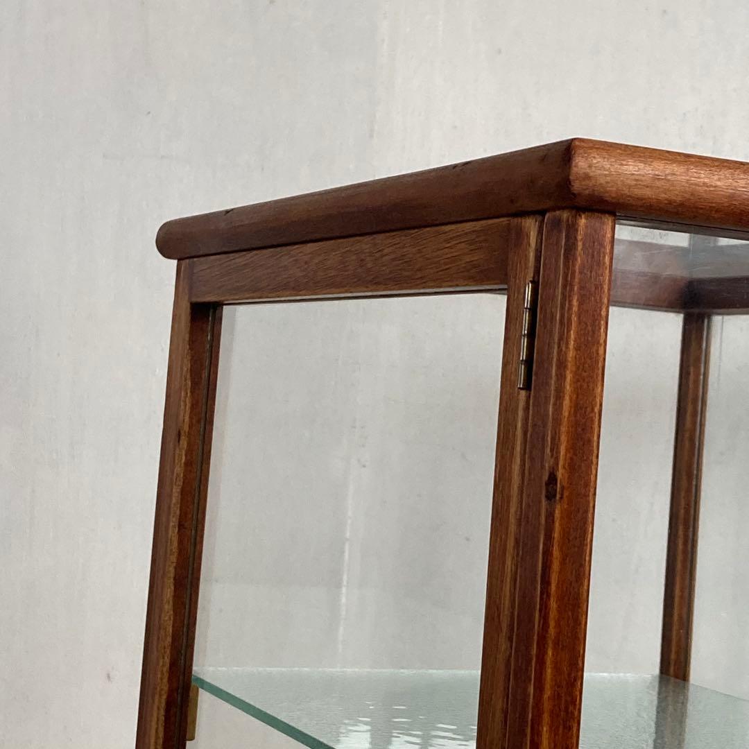 古い木製 ガラスケース 3段 卓上 ショーケース 展示ケース 店舗什器