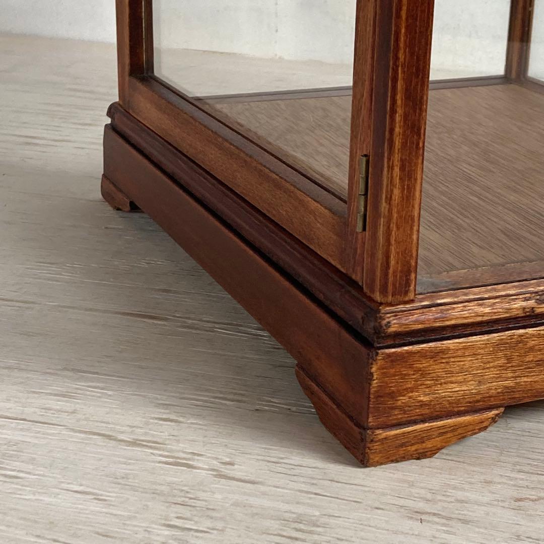 古い木製 ガラスケース 3段 卓上 ショーケース 展示ケース 店舗什器