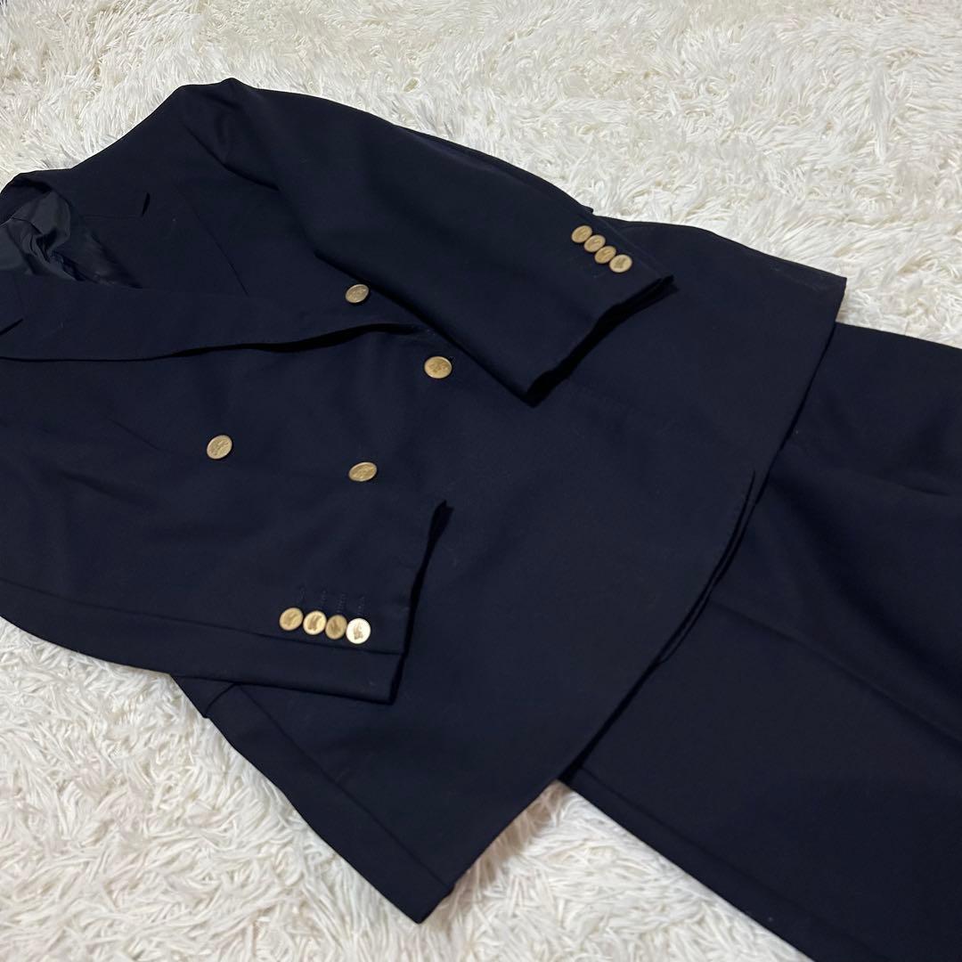 希少 バーバリーズ 金ボタン 紺ブレ ウール ダブルブレスト セットアップ 毛