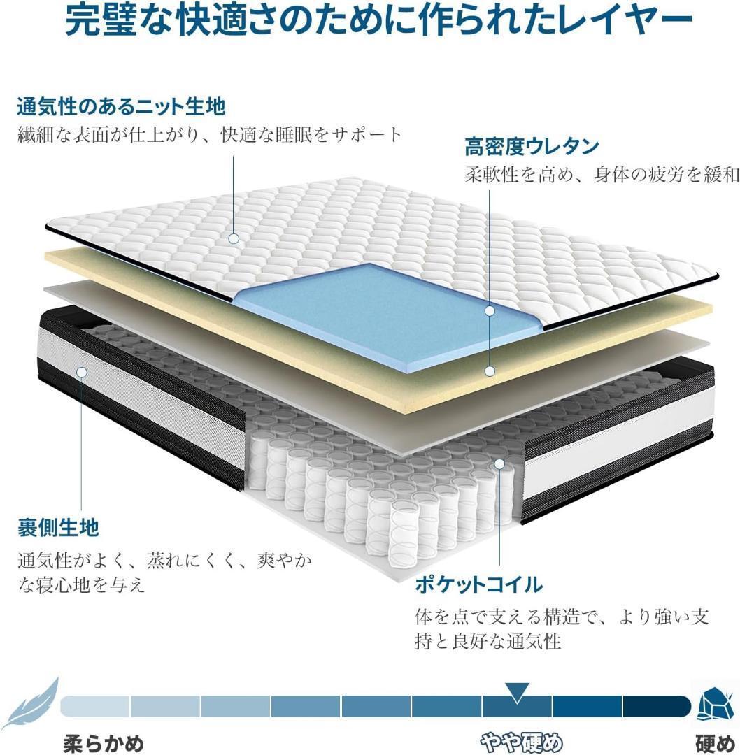 快適睡眠 マットレス シングル 極厚24cm 高反発 通気性 抗菌防臭加工