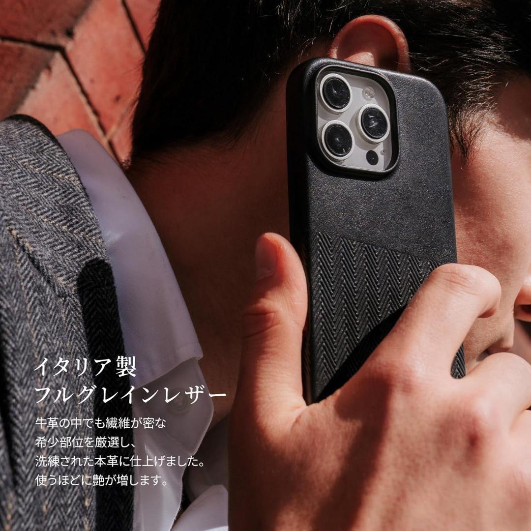 iPhone16Pro レザー 本革 ケース イタリア フルグレイン キャラメル