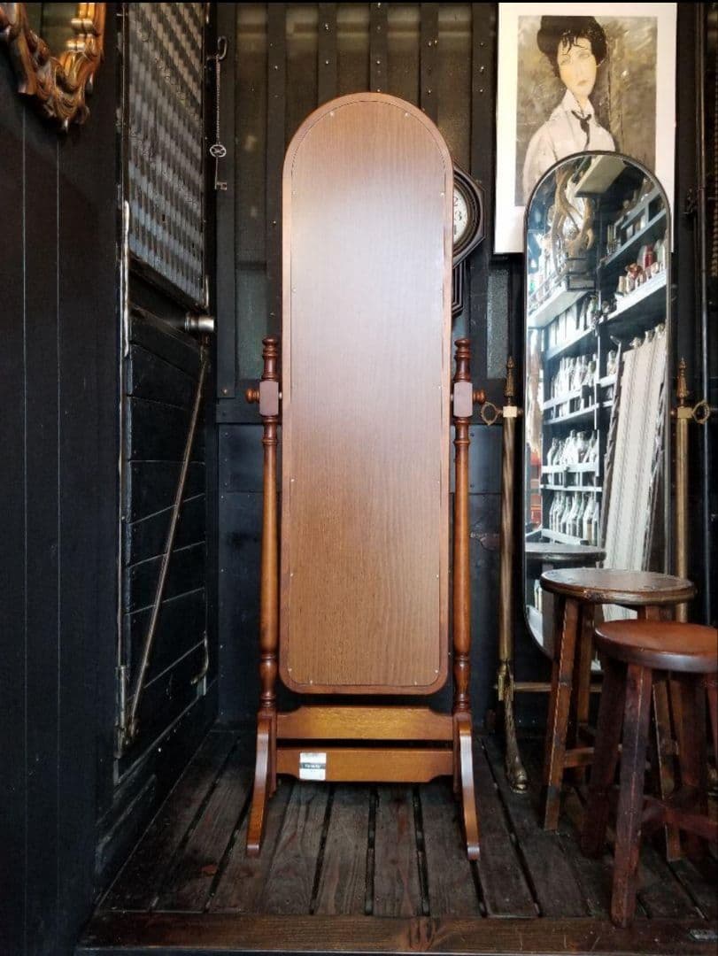 miki　様売約済　カリモク　ラウンド　スタンド　ミラー　姿見