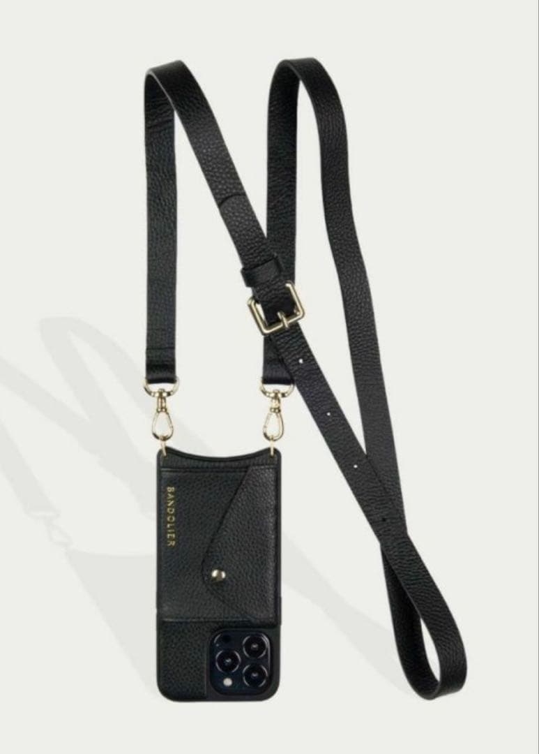 正規品バンドリヤー スマホケースストラップ iPhone15Pro ヘイリー　黒