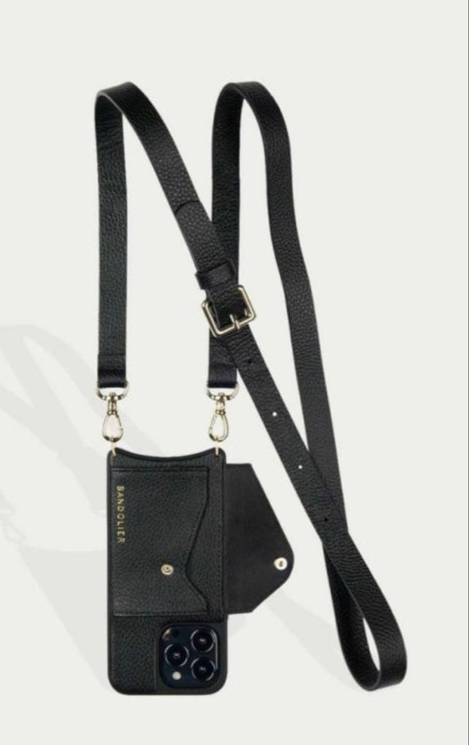 正規品バンドリヤー スマホケースストラップ iPhone15Pro ヘイリー　黒