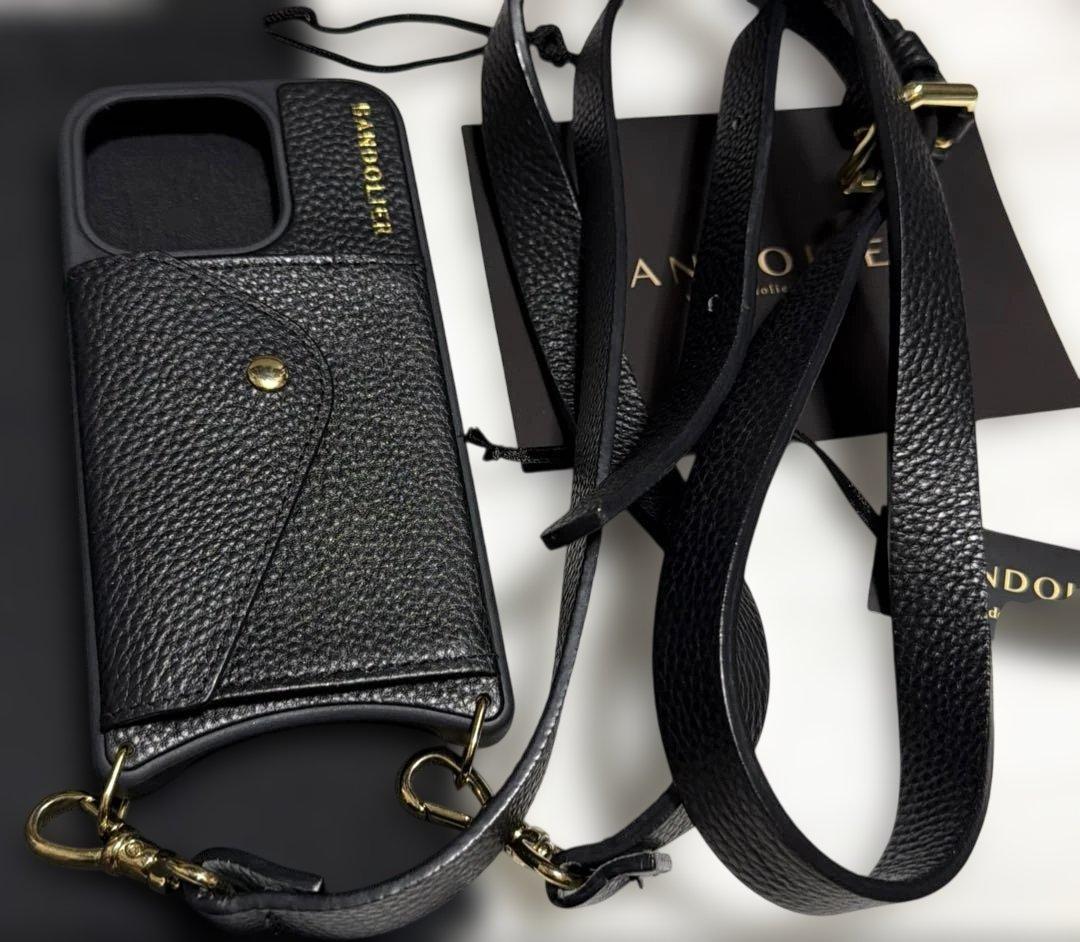 正規品バンドリヤー スマホケースストラップ iPhone15Pro ヘイリー　黒