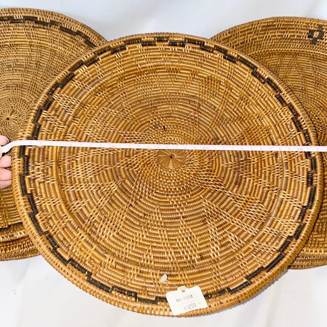 バリ島 アタ製 ラウンドトレイ 円形トレー お盆 2種14枚 セット売り 未使用