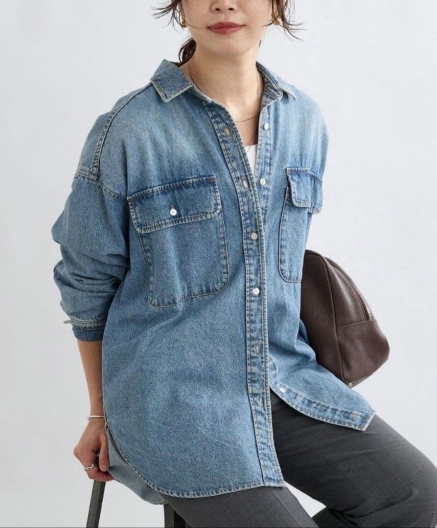 リヴドロワ 【MONN.:.(モン)】ビッグデニムシャツ ブルー