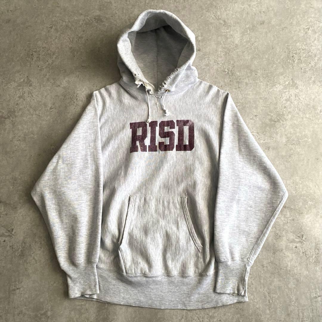 スペシャル雰囲気◎80sチャンピオンRISDリバースウィーブUSA製パーカーL