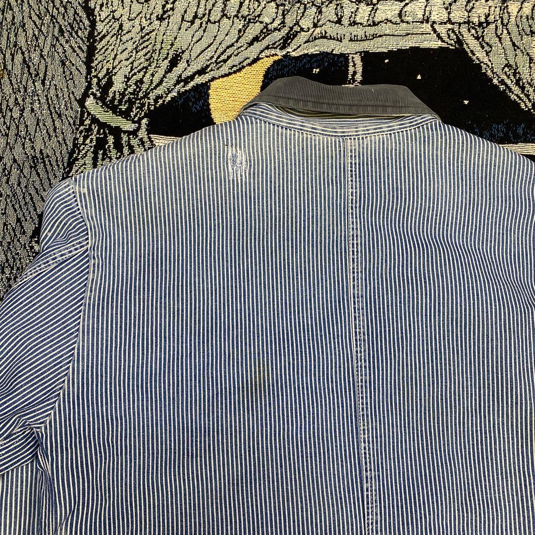 90s Dickies ディッキーズ ヒッコリーカバーオール 襟コーデュロイ