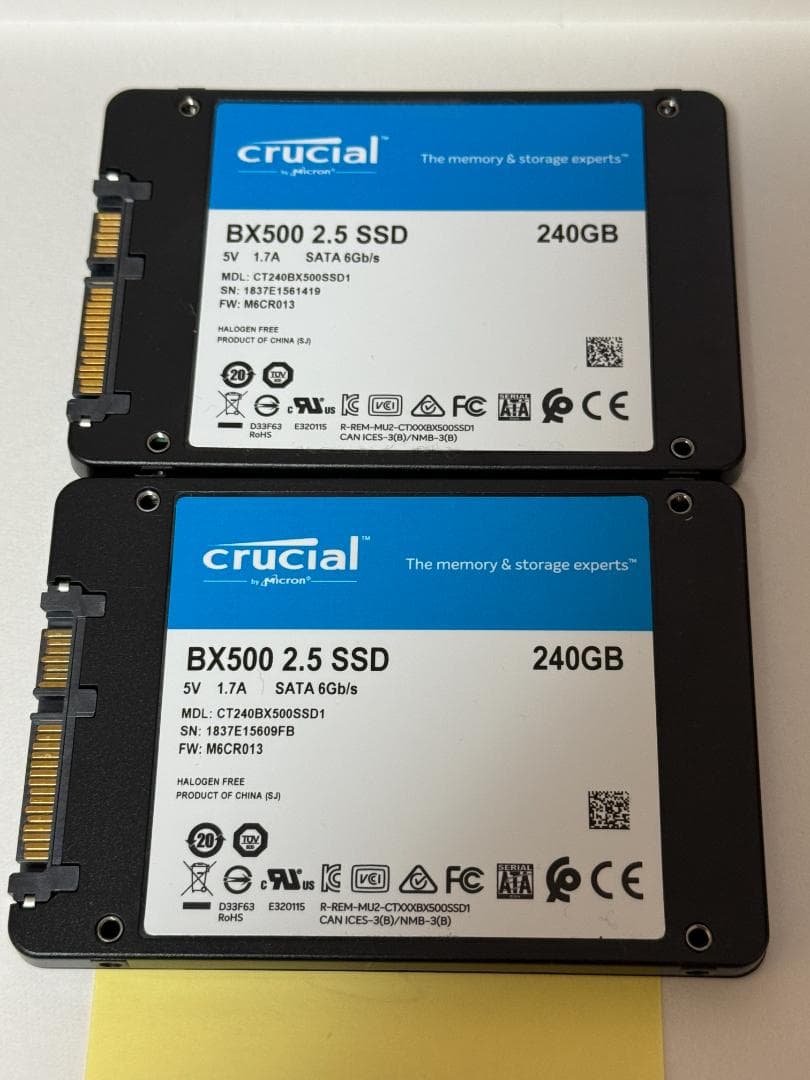 【動作品】Crucial SSD 240GB ×2個セット【中古】