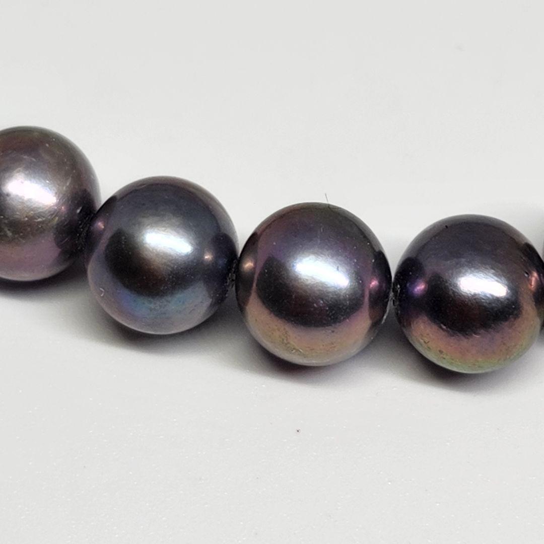 本真珠 パール ネックレス シルバー 刻印 ブラック玉虫 大粒 高級 入学 卒業