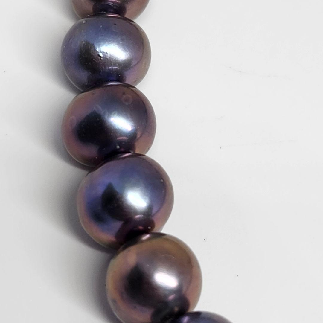 本真珠 パール ネックレス シルバー 刻印 ブラック玉虫 大粒 高級 入学 卒業