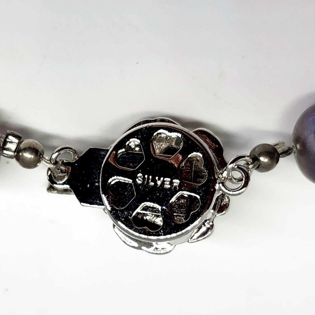 本真珠 パール ネックレス シルバー 刻印 ブラック玉虫 大粒 高級 入学 卒業