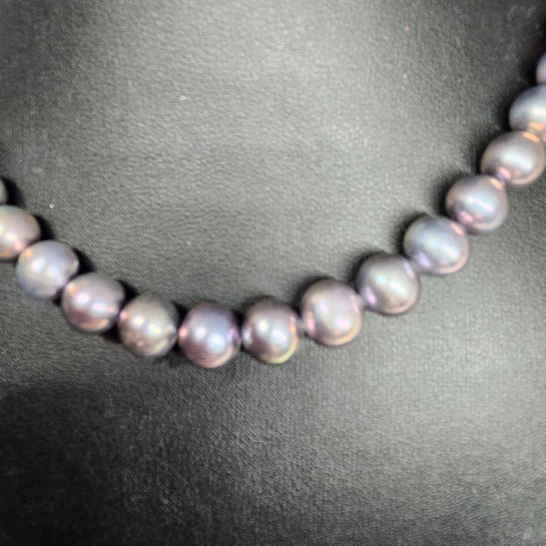 本真珠 パール ネックレス シルバー 刻印 ブラック玉虫 大粒 高級 入学 卒業