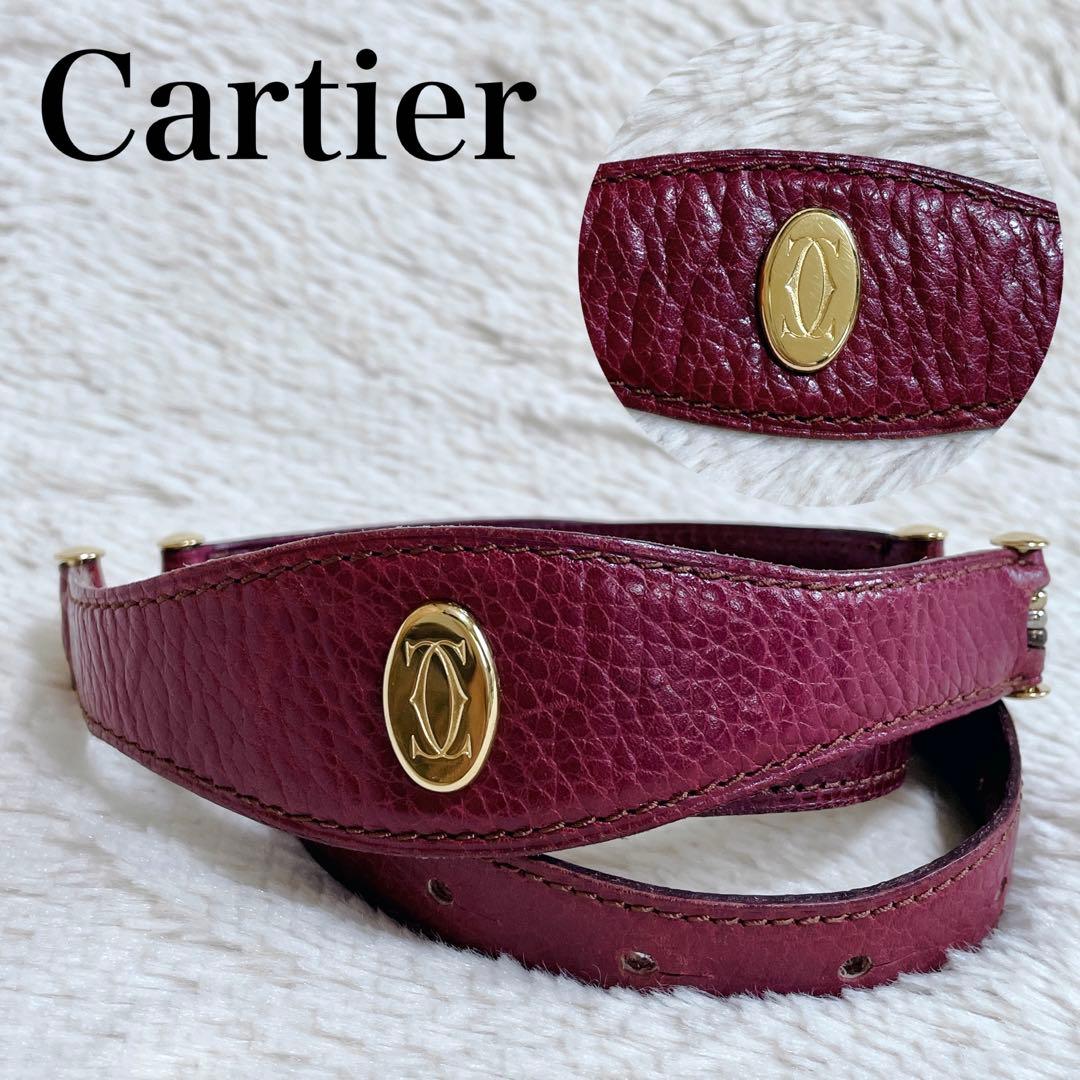 極美品 Cartier カルティエ マストライン レザー 型押し ベルト 金