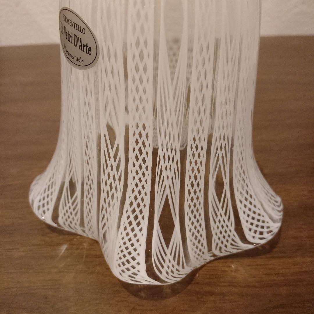 ベネチアンガラス　ムラノ　MURANO　ランプシェード　白　レース　インテリア