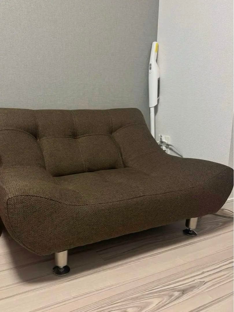 1人掛けソファ ブラウン 1.5人掛け 幅100 ステンレス脚