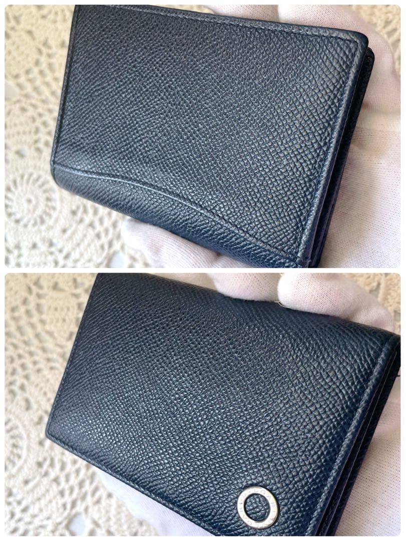 極美品　BVLGARI ブルガリ.マン　ネイビー カードホルダー　RFID搭載