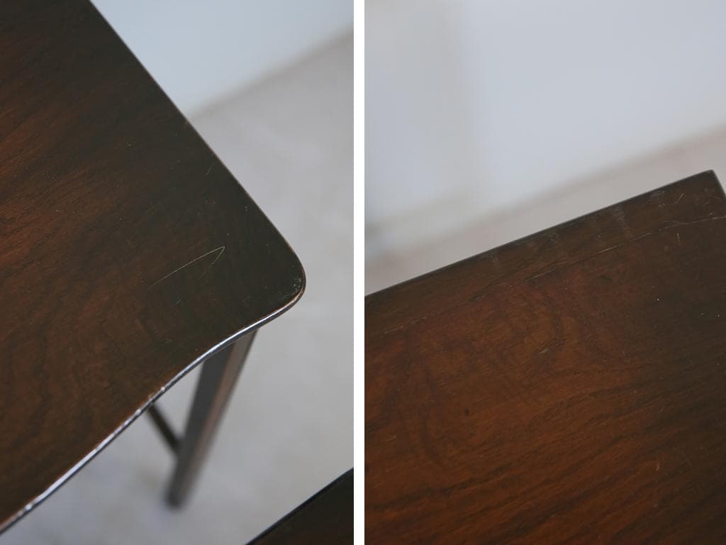 英国アンティーク木製ネストテーブル3台/収納式机/飾り棚/花台(92-227)