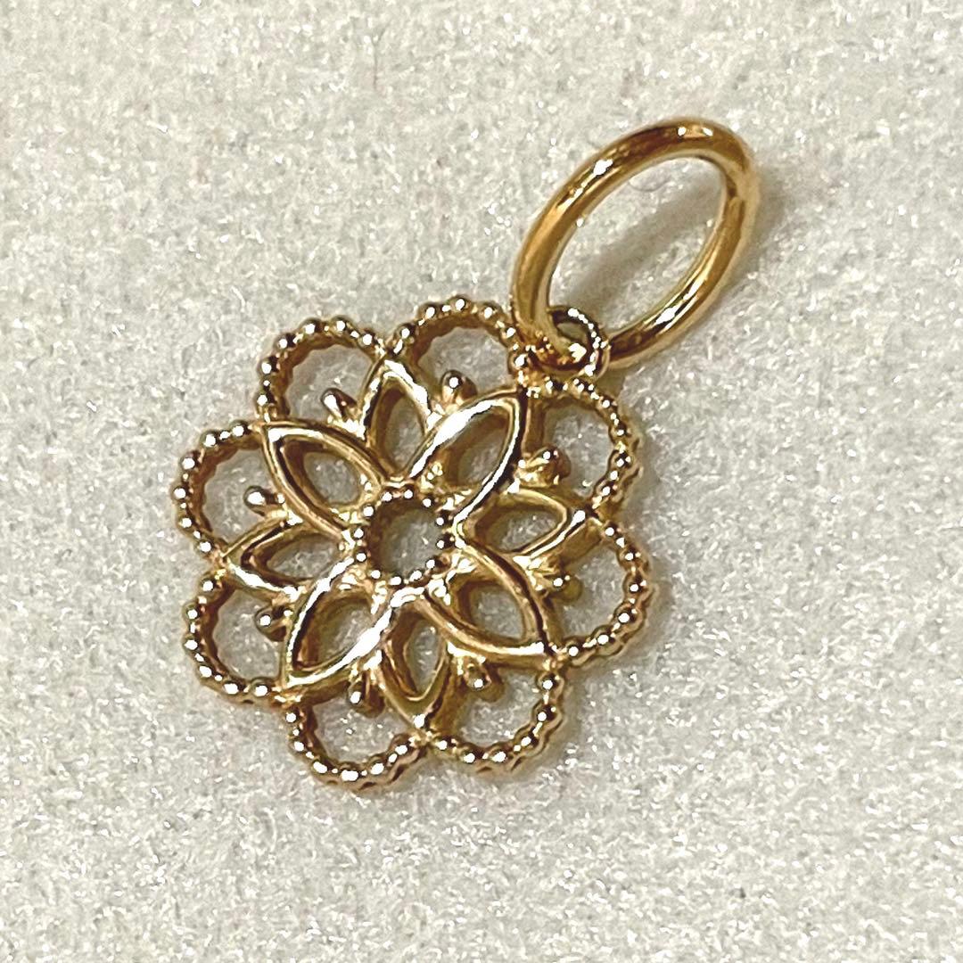 agete K10 透かし フラワー チャーム