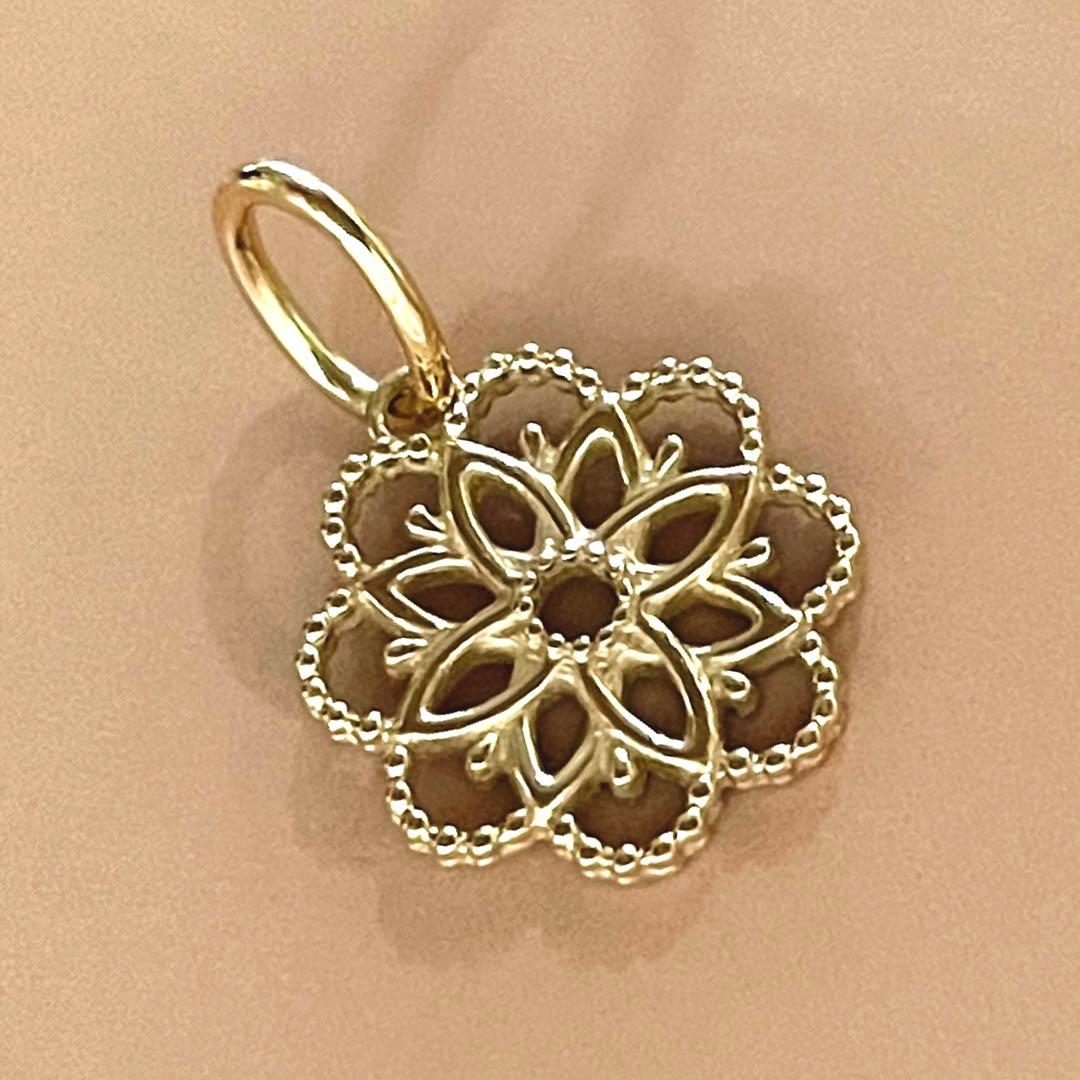 agete K10 透かし フラワー チャーム