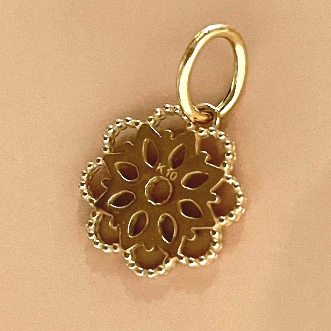 agete K10 透かし フラワー チャーム