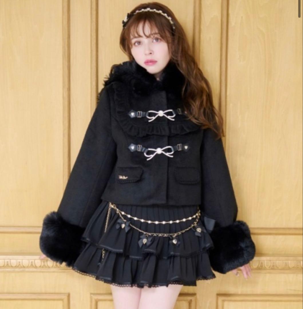 ビジューリボンショートフードコート LIZLISA