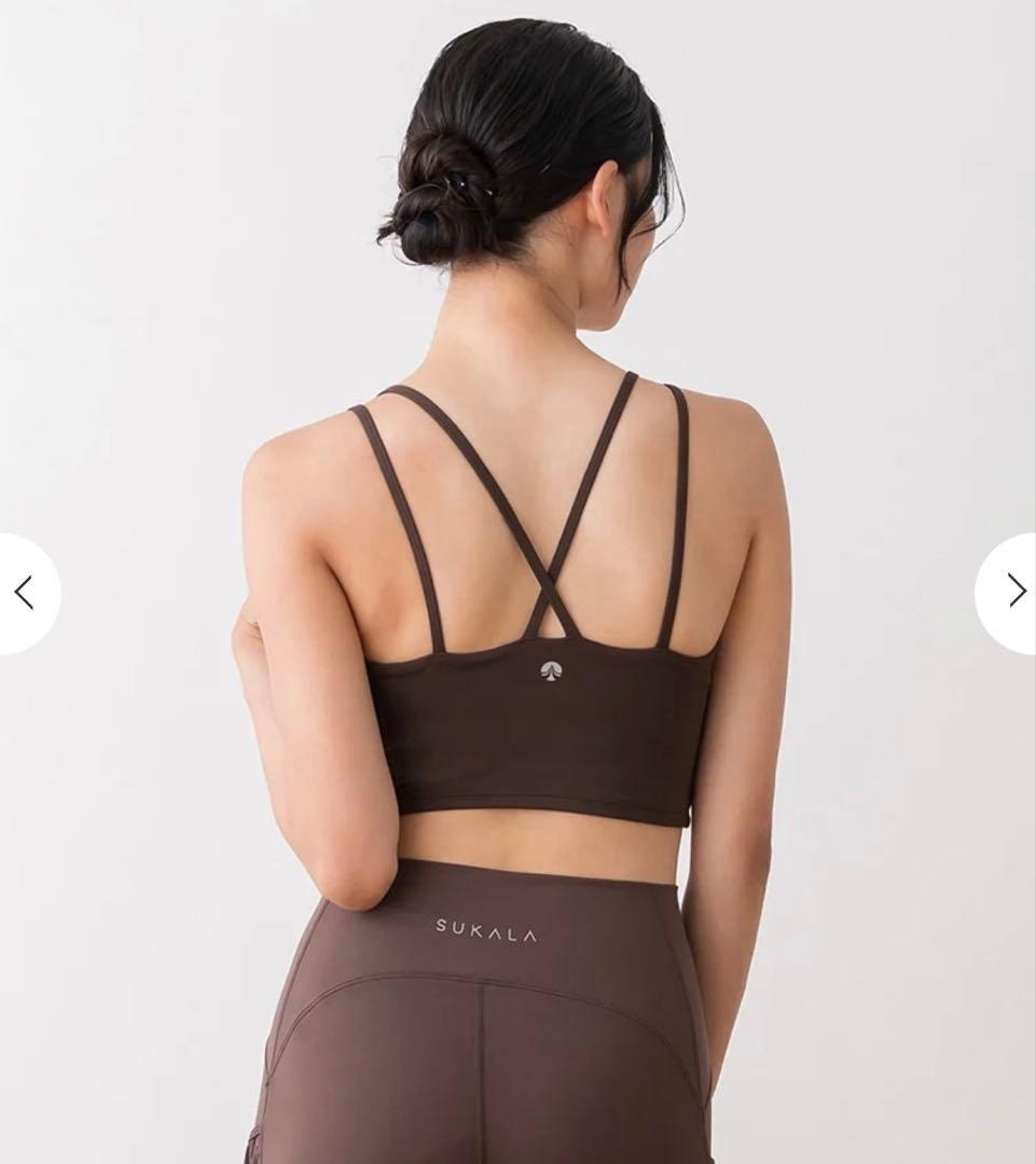 【SUKALA】　ブラトップ付きフラワーレーストップス　ブラウン　M