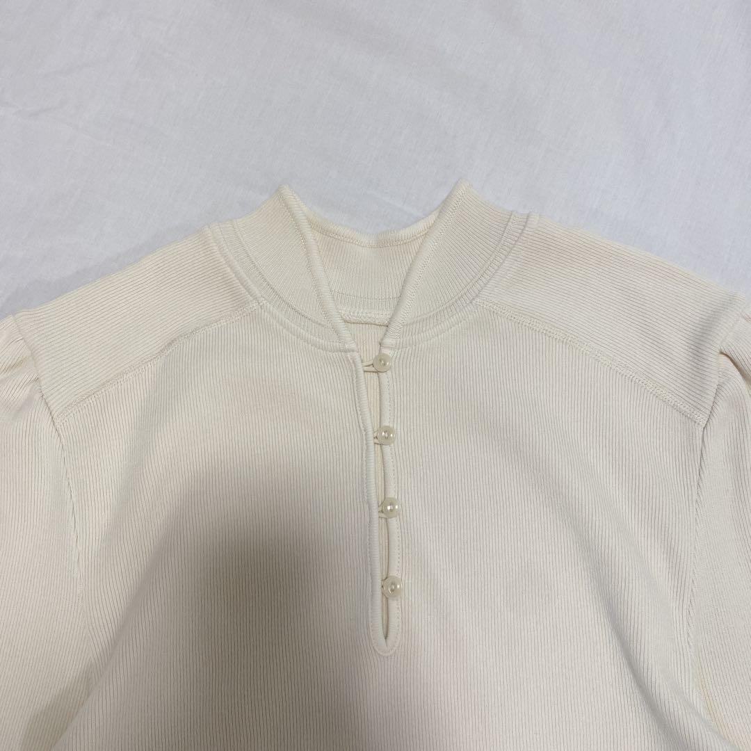 TODAYFUL トゥデイフル スタンドカラーリブトップス 白