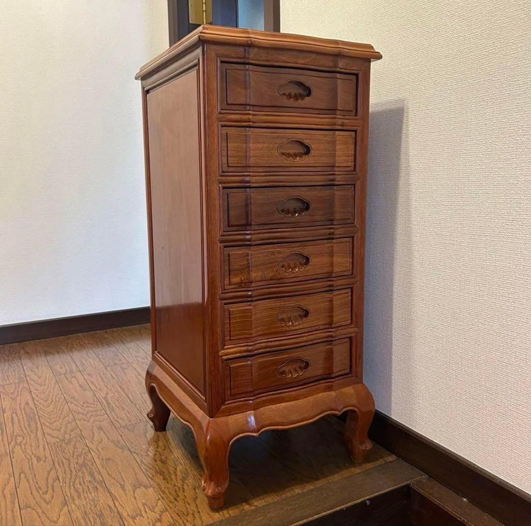 みお　　高級チェスト　六段　唐木　猫足　タガヤサン　チェスト　猫足家具