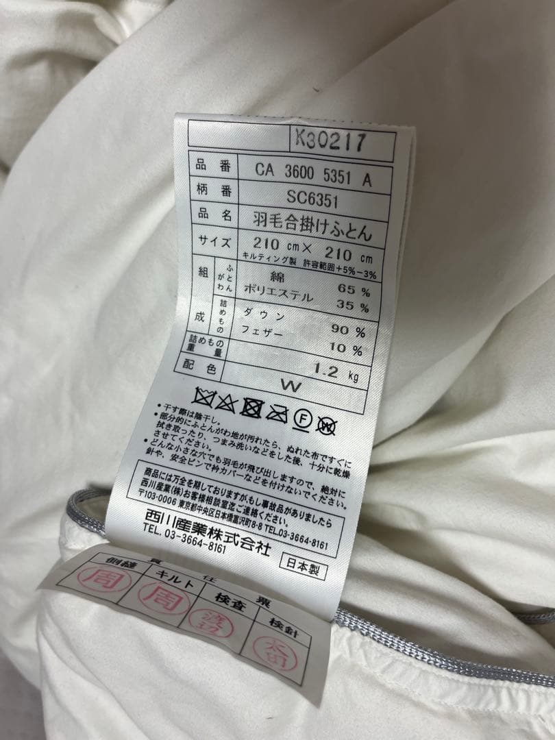 西川 羽毛布団 2枚掛け セット 肌掛け 合掛け クイーンサイズ