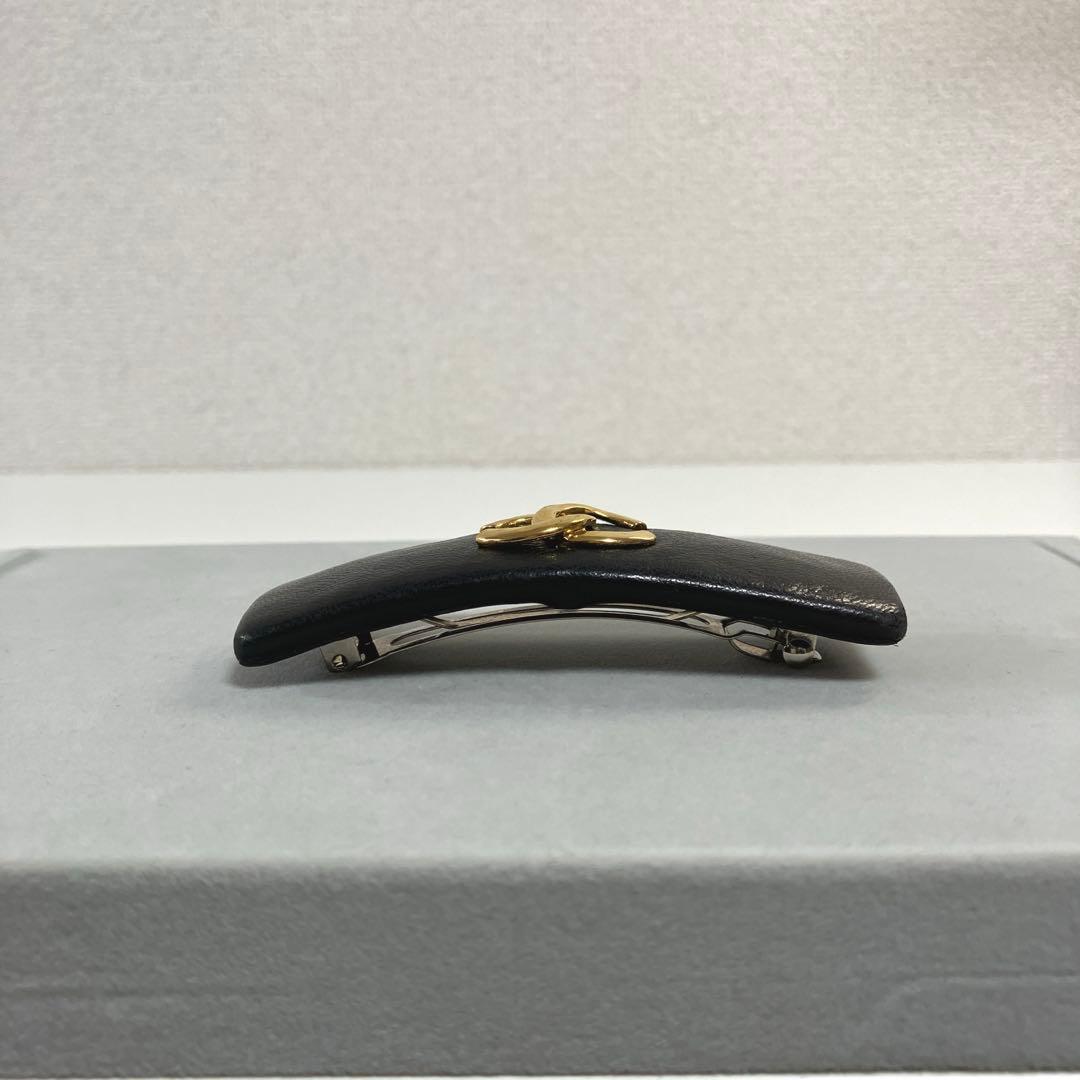 CHANEL シャネル レザー バレッタ ココマーク 箱付き