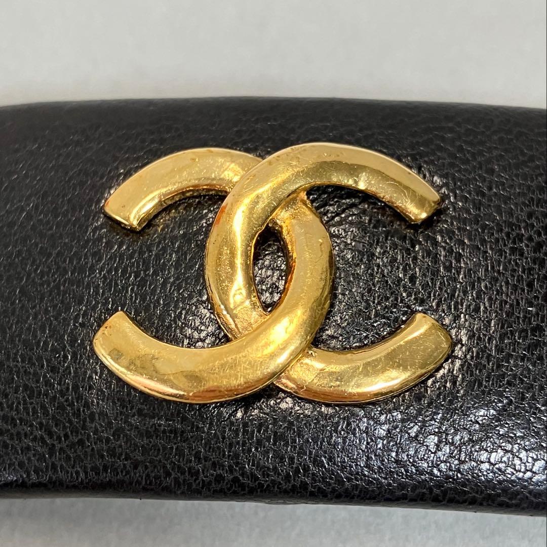 CHANEL シャネル レザー バレッタ ココマーク 箱付き