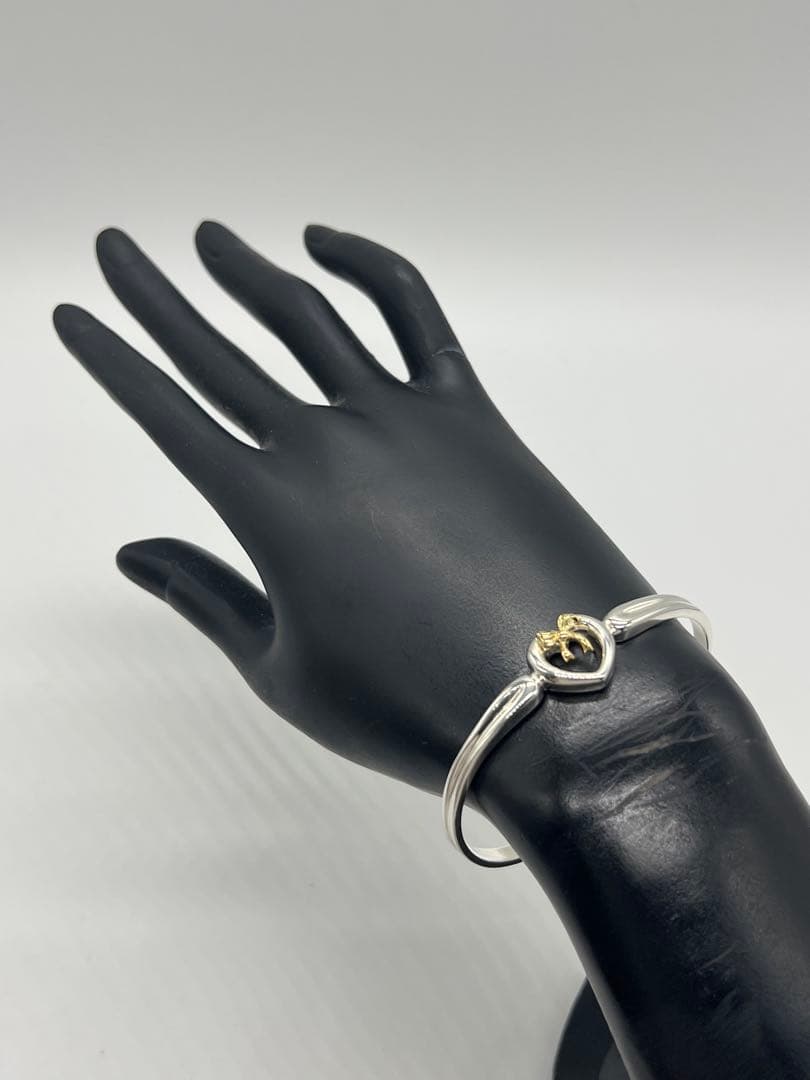 ティファニー TIFFANY ハート リボン バングル SV YG コンビ 希少