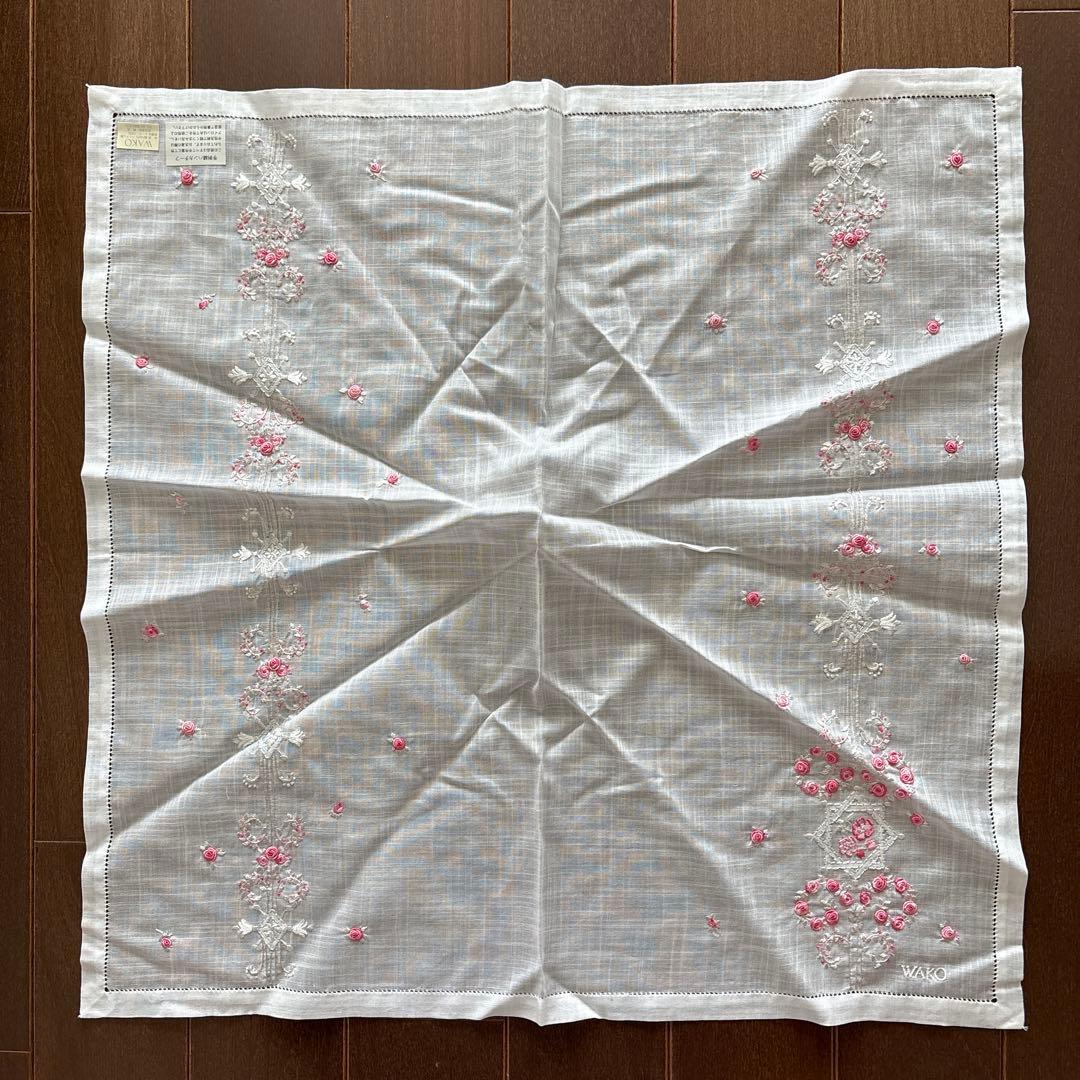 未使用　WAKO ベトナム製　手刺繍ハンカチ　タオルハンカチ　ワコウ　銀座和光