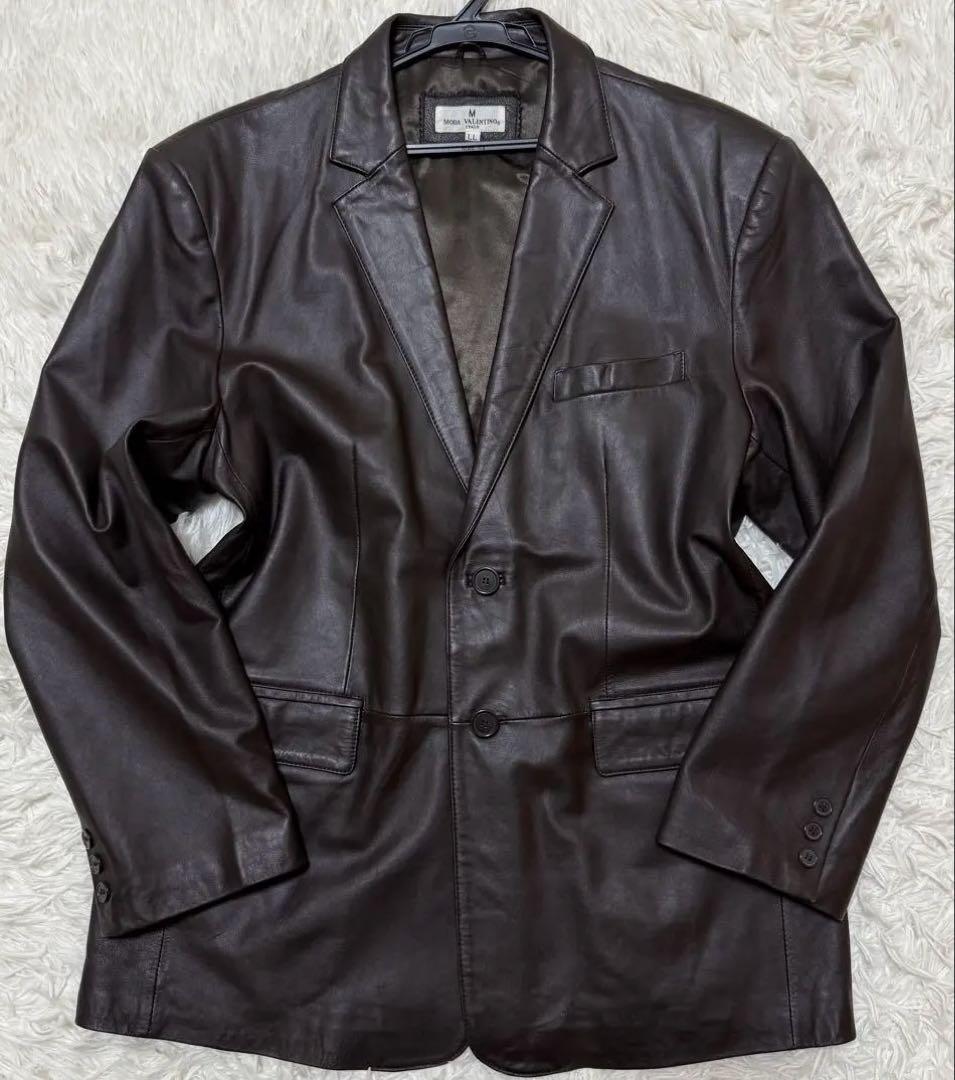 VALENTINO ラムレザーテーラードジャケット　大きいサイズ　XL ブラウン