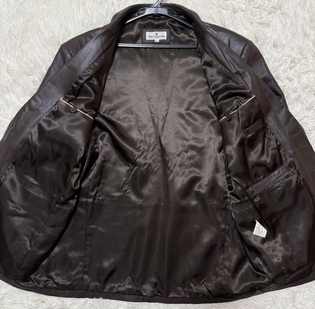 VALENTINO ラムレザーテーラードジャケット　大きいサイズ　XL ブラウン