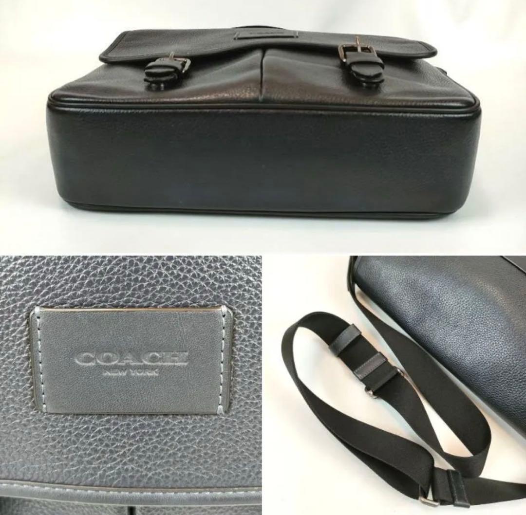 極美品 COACH コーチ ショルダー メッセンジャー バッグ レザー ネイビー