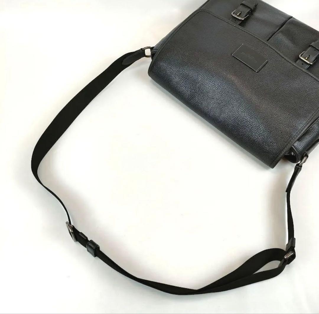 極美品 COACH コーチ ショルダー メッセンジャー バッグ レザー ネイビー