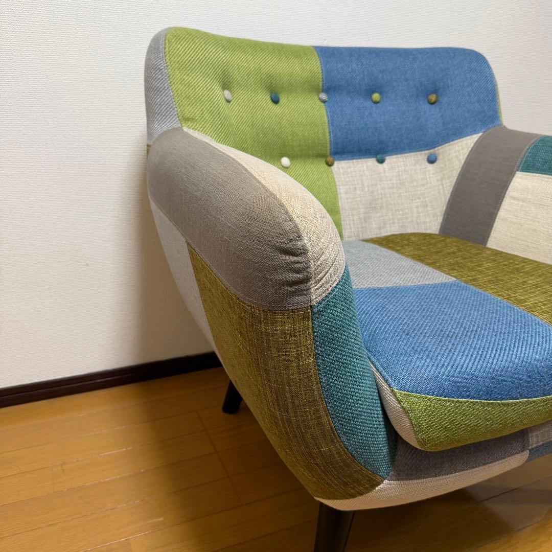 【極美品✨】①　フランフラン　ナビア　パッチワーク　１人用　ソファ　廃盤　希少