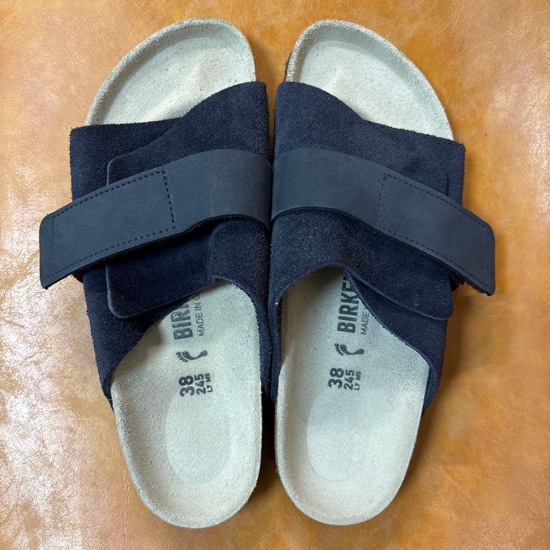 ビルケンシュトック KYOTO フラットサンダル38 24.5cm 紺