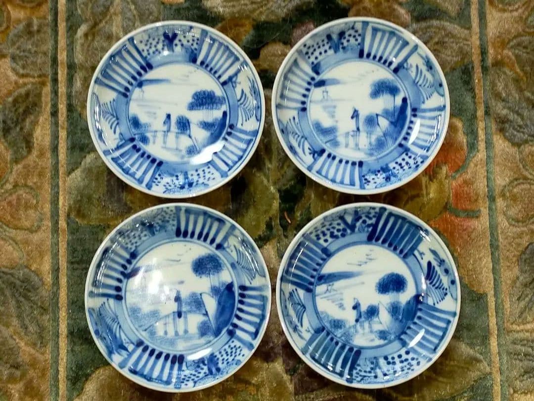 ♥伊万里♥　芙蓉手　小皿　４枚　在銘　染付　骨董　古玩