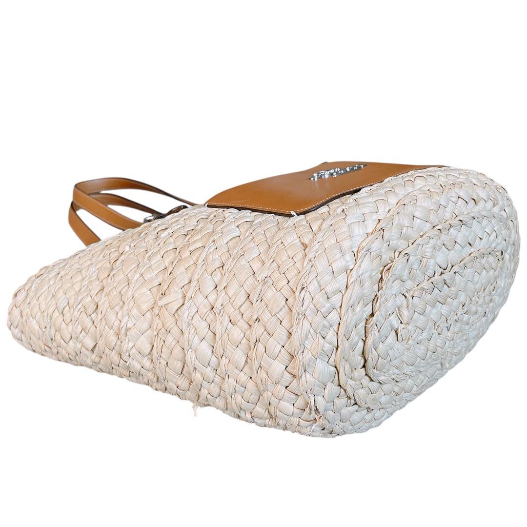 最終値下げ COACH カゴバッグ トートバッグ ラージストロートートナチュラル