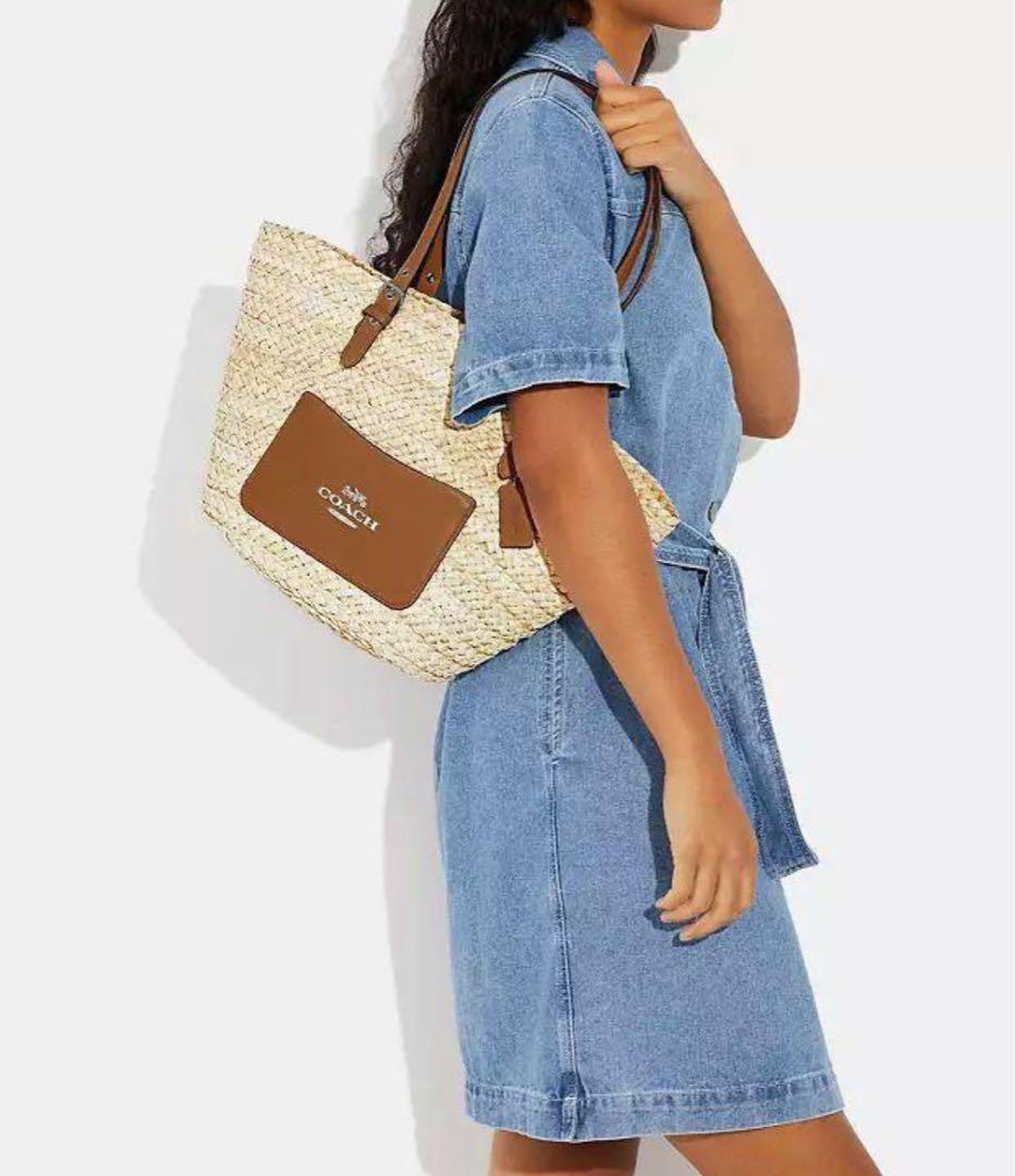 最終値下げ COACH カゴバッグ トートバッグ ラージストロートートナチュラル