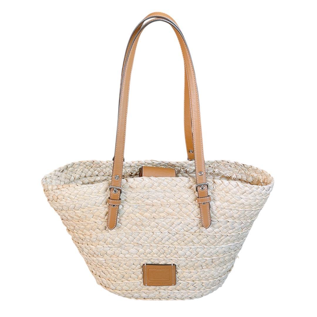 最終値下げ COACH カゴバッグ トートバッグ ラージストロートートナチュラル