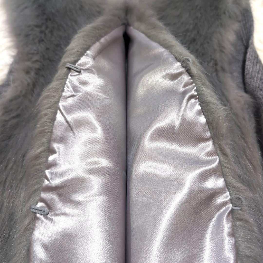 【美品】アルアバイル フェイクファードッキングショートジレ グレー　ニットベスト