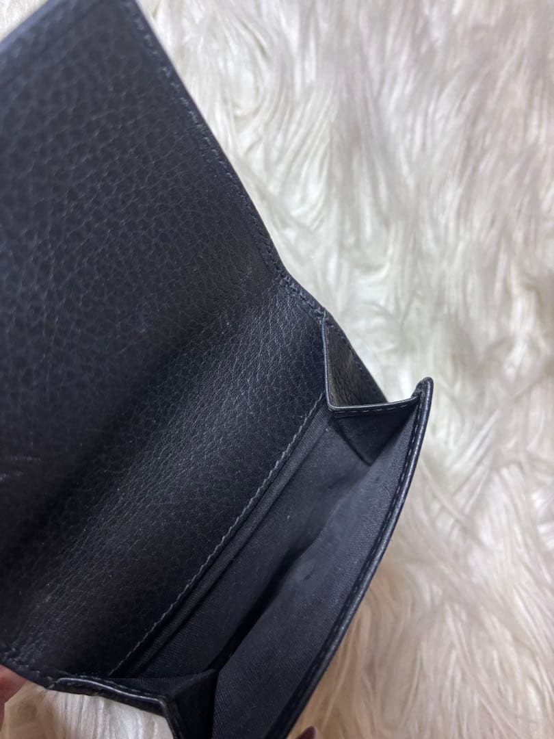 tmk【GUCCI】財布　三つ折り　レディース　ブラック　レザー