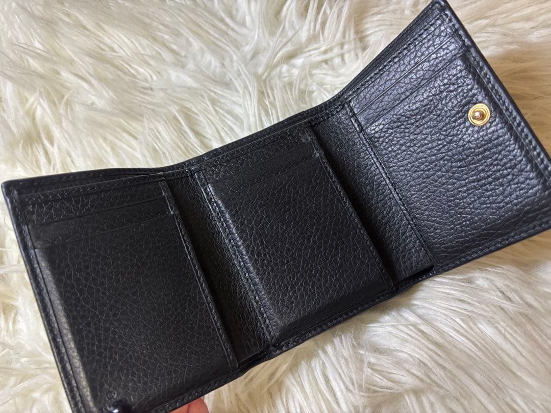 tmk【GUCCI】財布　三つ折り　レディース　ブラック　レザー