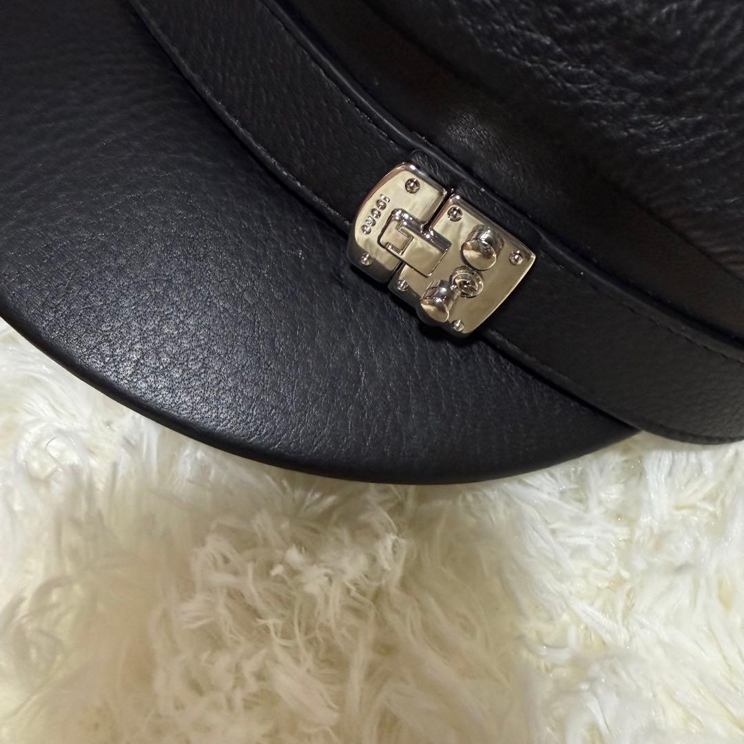 GUCCI グッチ レザー キャスケット ブラック 354366 黒 本革
