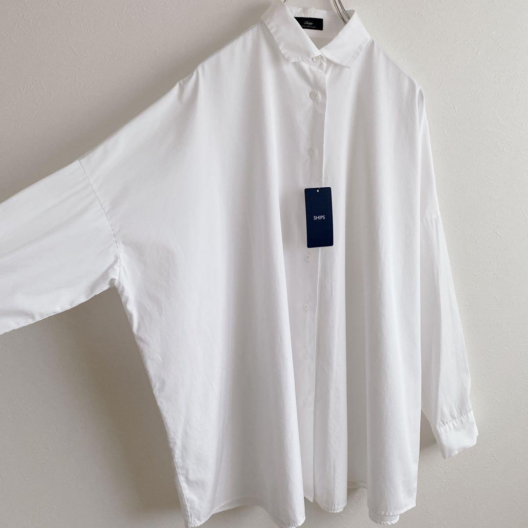 新品SHIPS Primary Navy Labelコットンビッグワイズシャツ